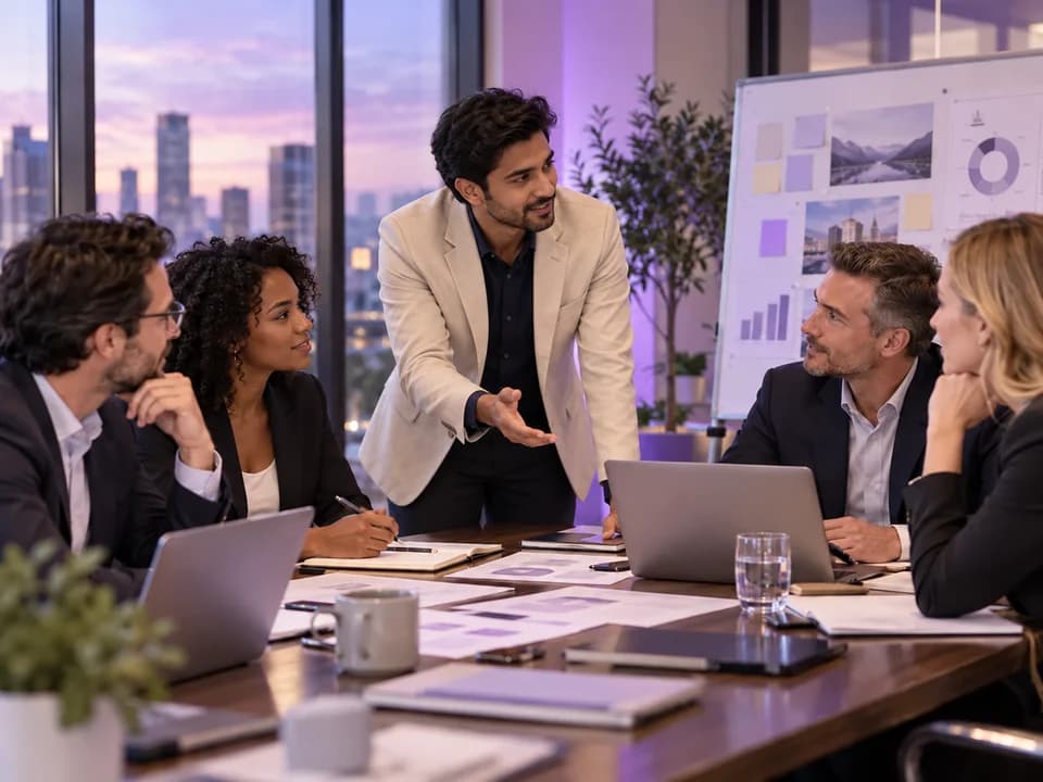 Hussnain Ali presenting to a professional team