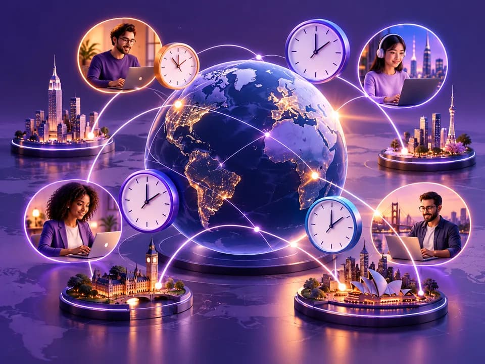 Global teams coordinating work across multiple time zones